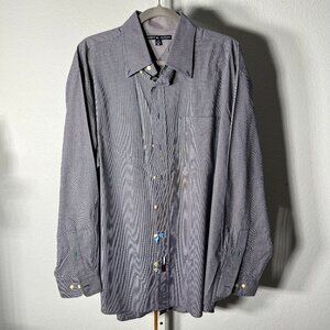 Tommy Hilfiger 100% Cotton Blue Check Long-Sleeve Button-Up SZ XL